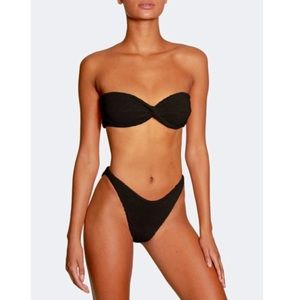 HUNZA G Ariel Twist Bandeau Bikini Set Black OS